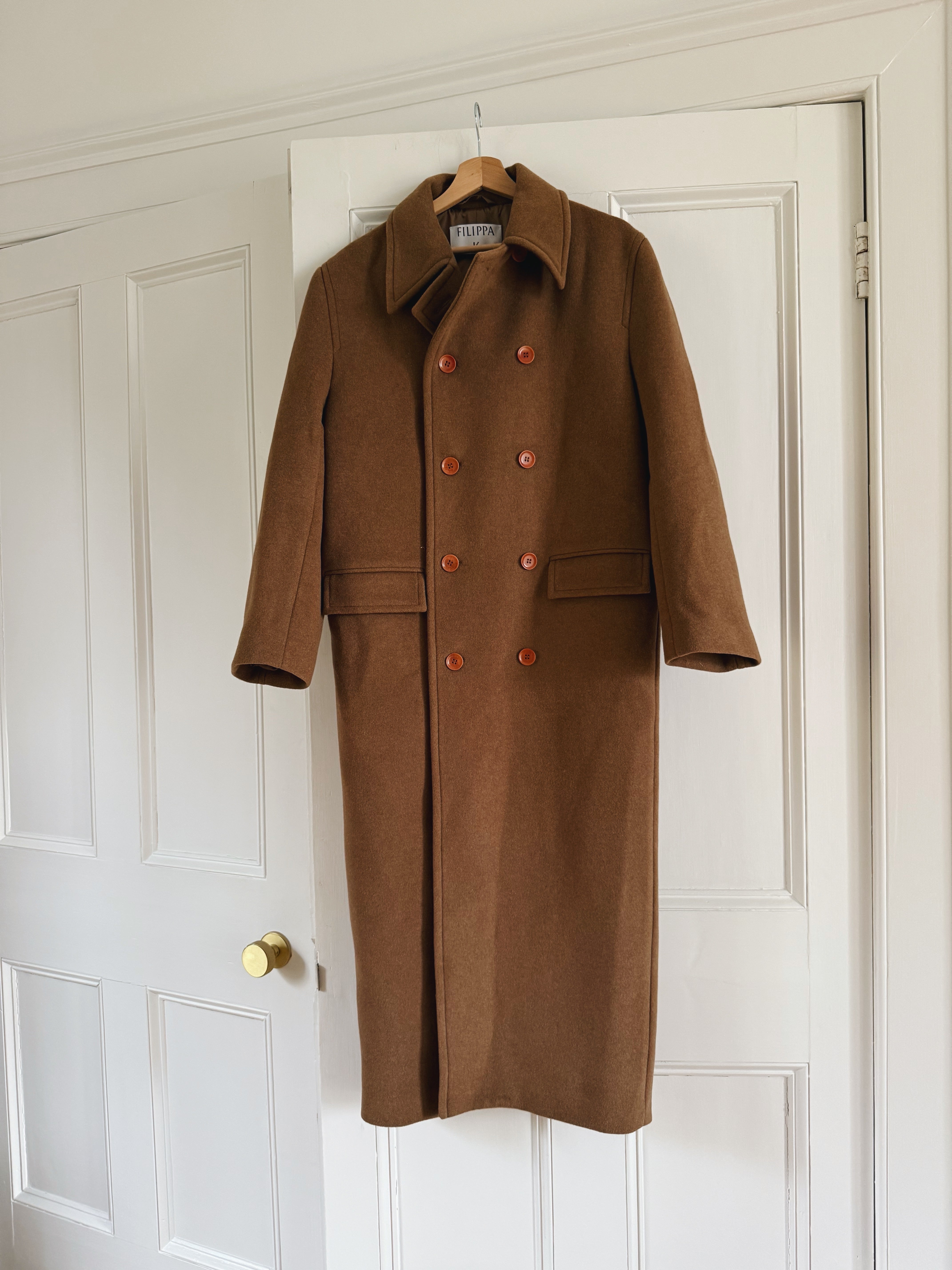 Filippa K brushed wool double breasted long coat at Palace of Nowhere