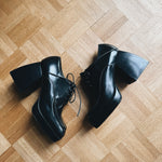 Nodaleto 'Bulla Babies' black leather lace up block heels