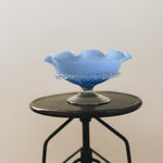 Shop Palace of Nowhere for Vintage 50s French hand blown blue opaline glass pedestal bowl