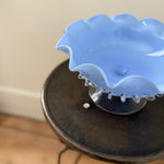 Shop Palace of Nowhere for Vintage 50s French hand blown blue opaline glass pedestal bowl