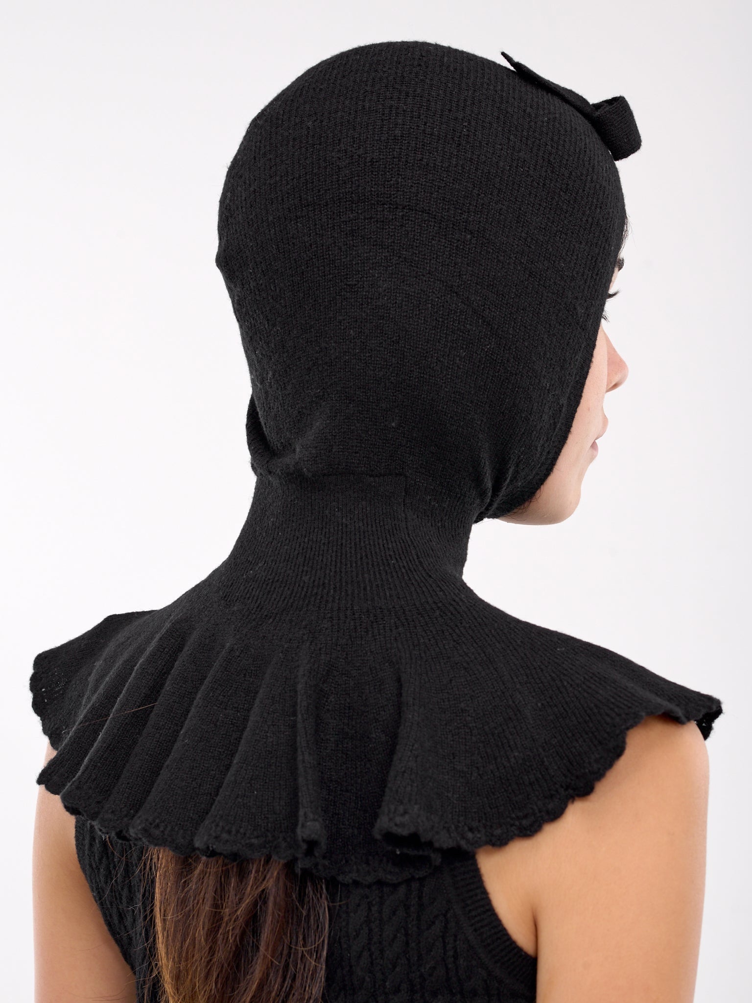 ShuShu Tong black knitted cape balaclava Palace of Nowhere