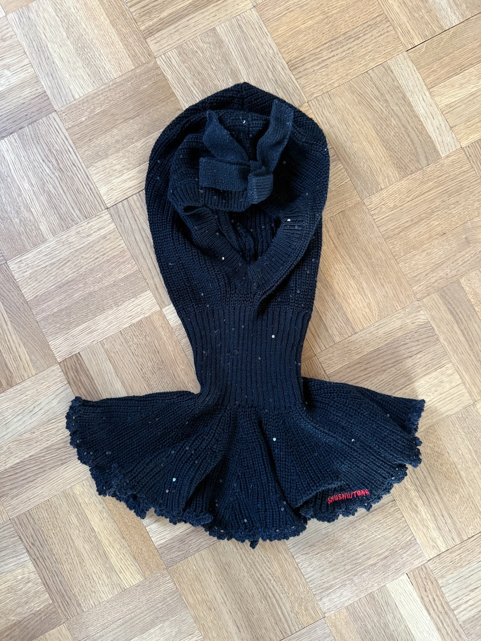 ShuShu Tong black knitted cape balaclava Palace of Nowhere