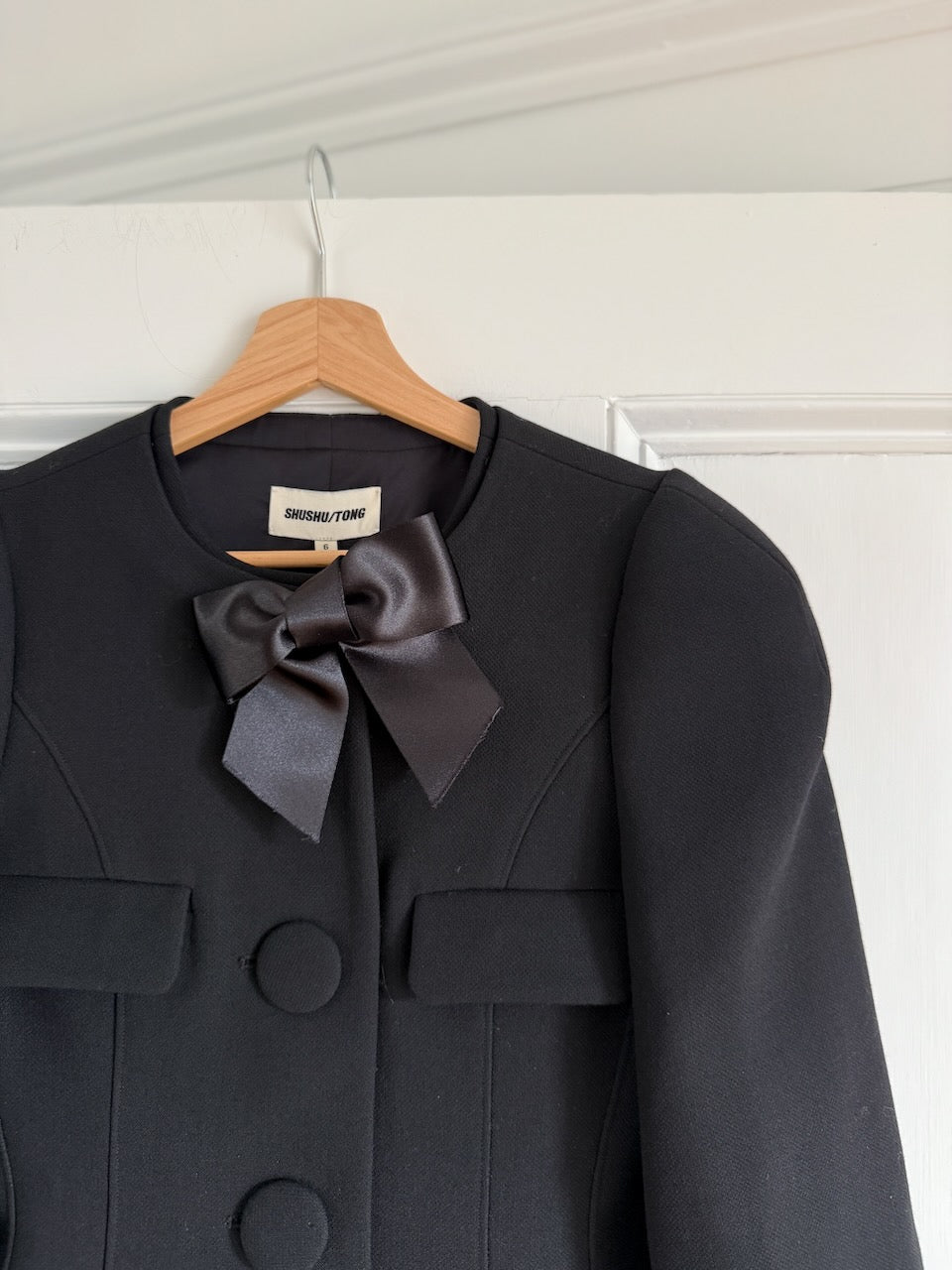 ShuShu Tong bow detailed satin trimmed twill jacket/ dress Palace of Nowhere