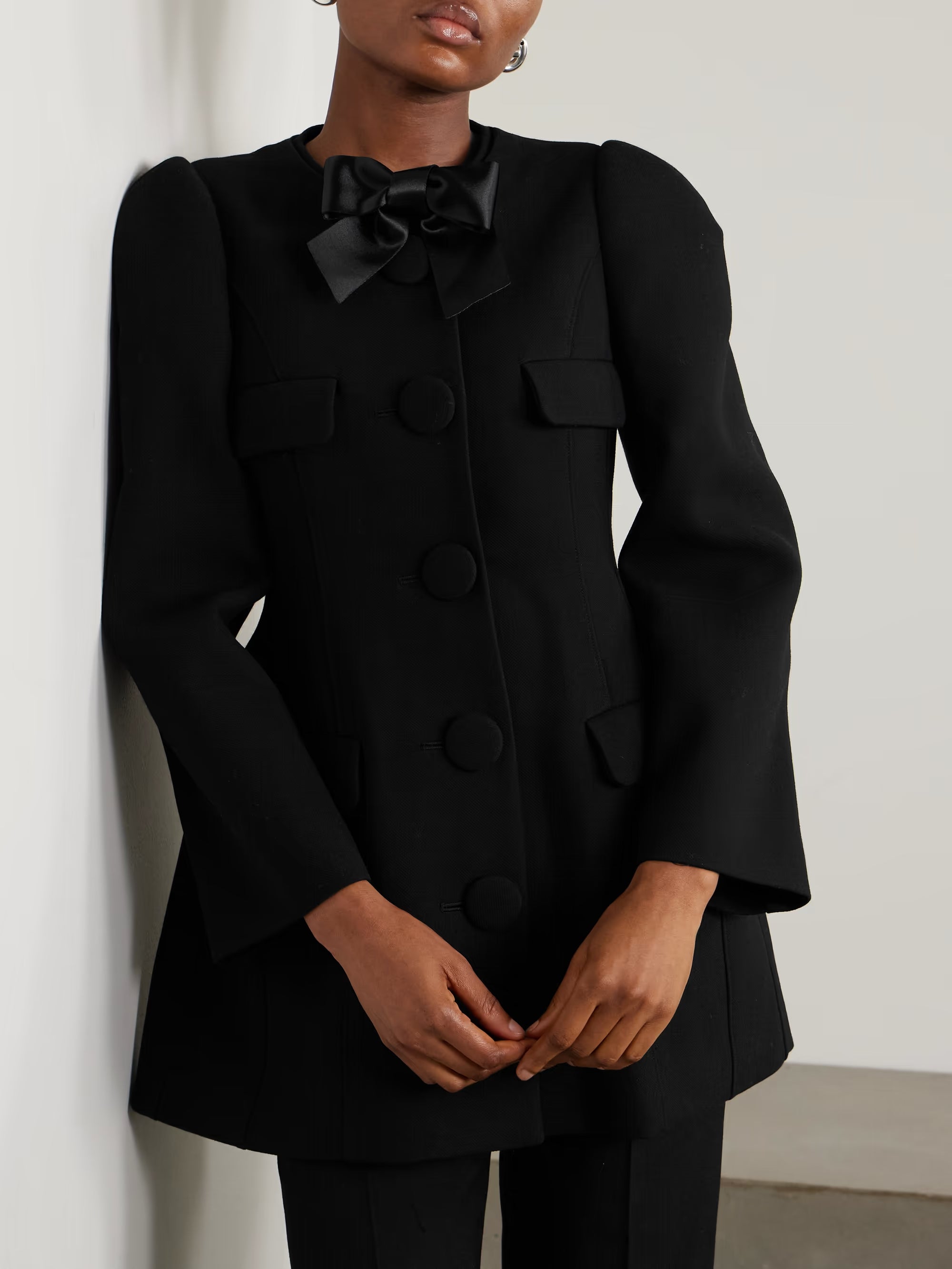 ShuShu Tong bow detailed satin trimmed twill jacket/ dress Palace of Nowhere