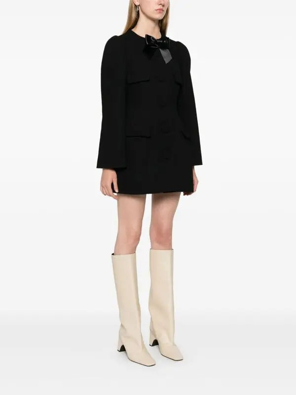 ShuShu Tong bow detailed satin trimmed twill jacket/ dress Palace of Nowhere