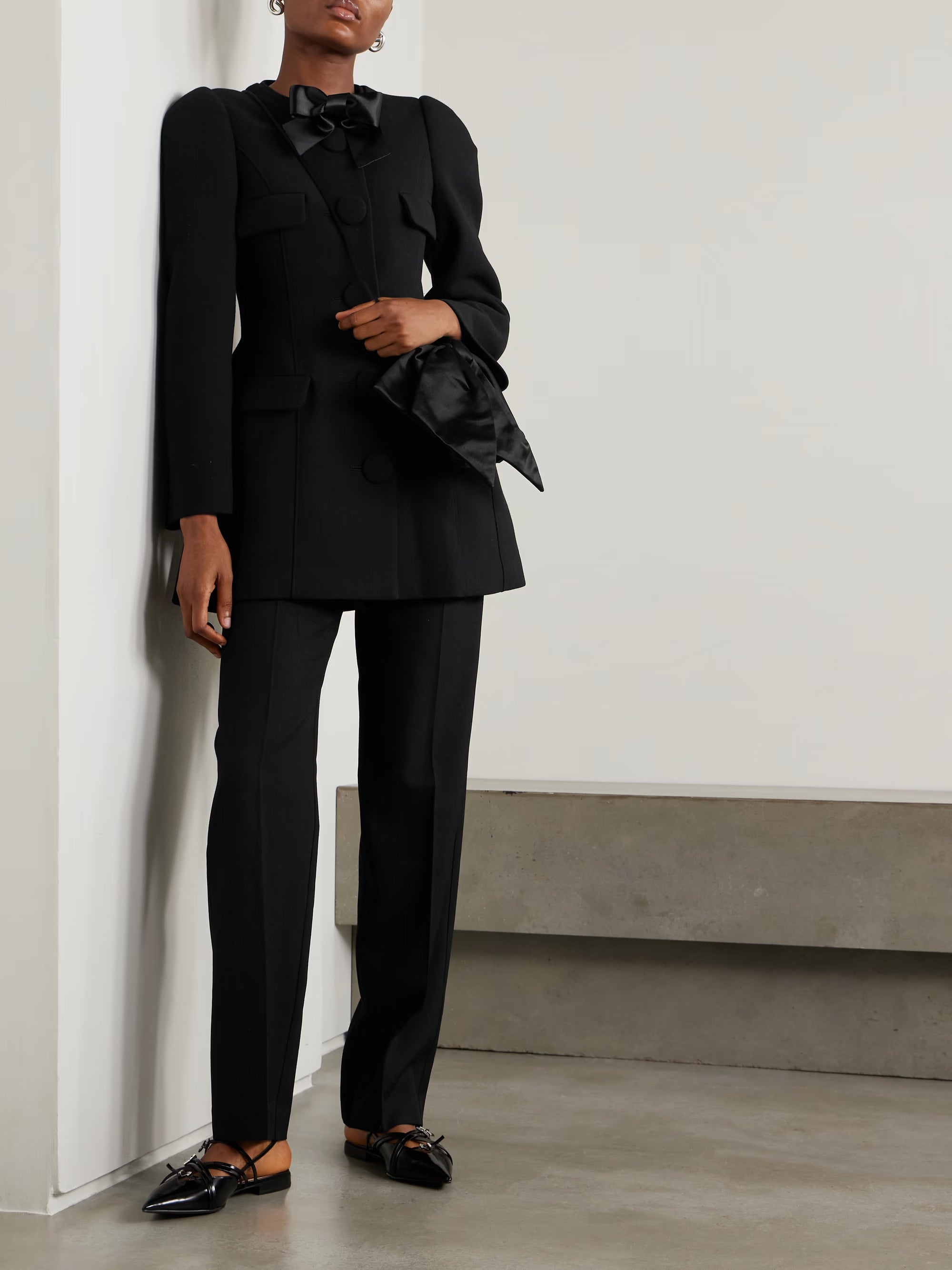 ShuShu Tong bow detailed satin trimmed twill jacket/ dress Palace of Nowhere