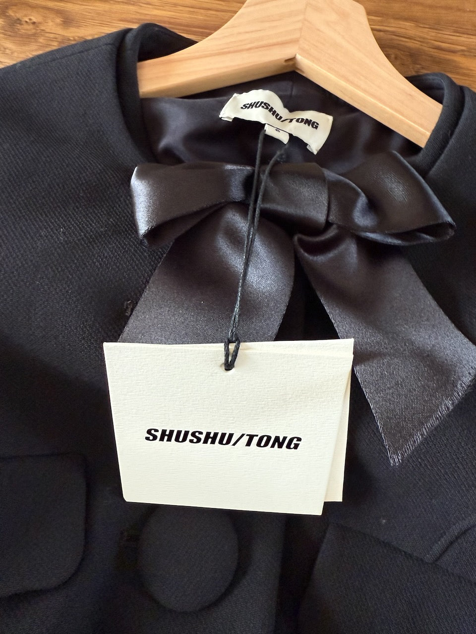 ShuShu Tong bow detailed satin trimmed twill jacket/ dress Palace of Nowhere