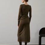 Soeur 'Bahia' sheer brown stretch midi skirt Palace of Nowhere