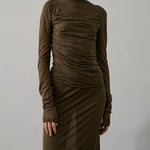 Soeur 'Bahia' sheer brown stretch midi skirt Palace of Nowhere