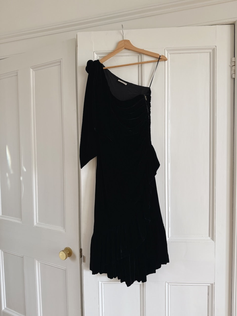 Ulla Johnson 'Elisa' black velvet one shoulder dress Palace of Nowhere