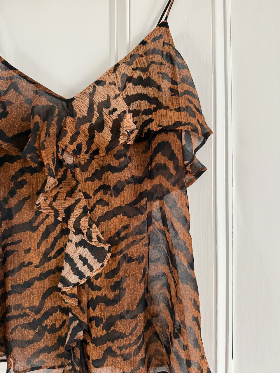 Vespertine Eden tiger ruffle silk camisole top Palace of Nowhere