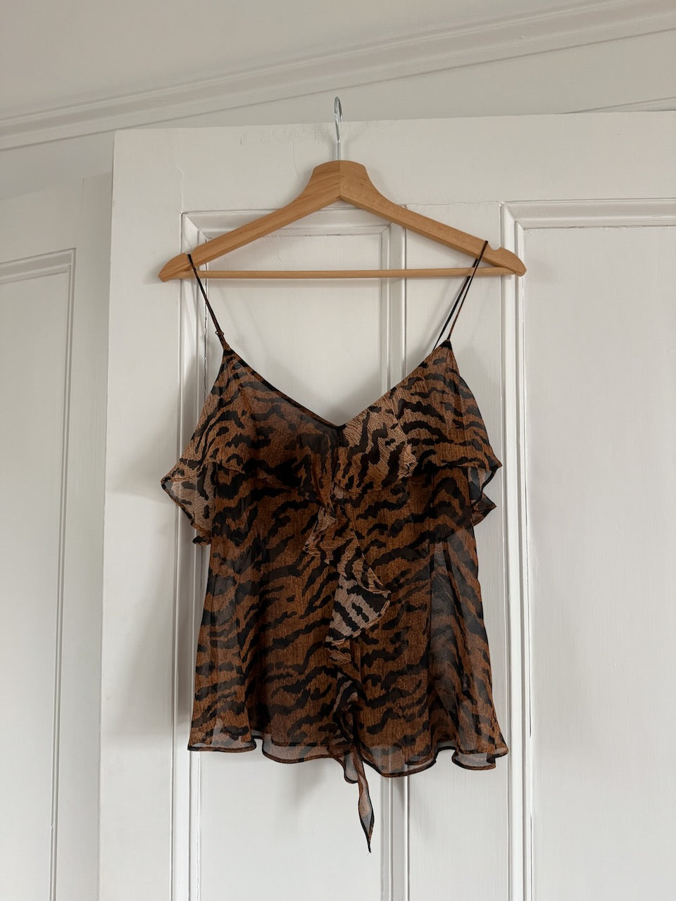 Vespertine Eden tiger ruffle silk camisole top Palace of Nowhere