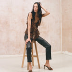 Vespertine Eden tiger ruffle silk camisole top Palace of Nowhere
