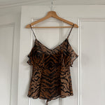 Vespertine Eden tiger ruffle silk camisole top Palace of Nowhere