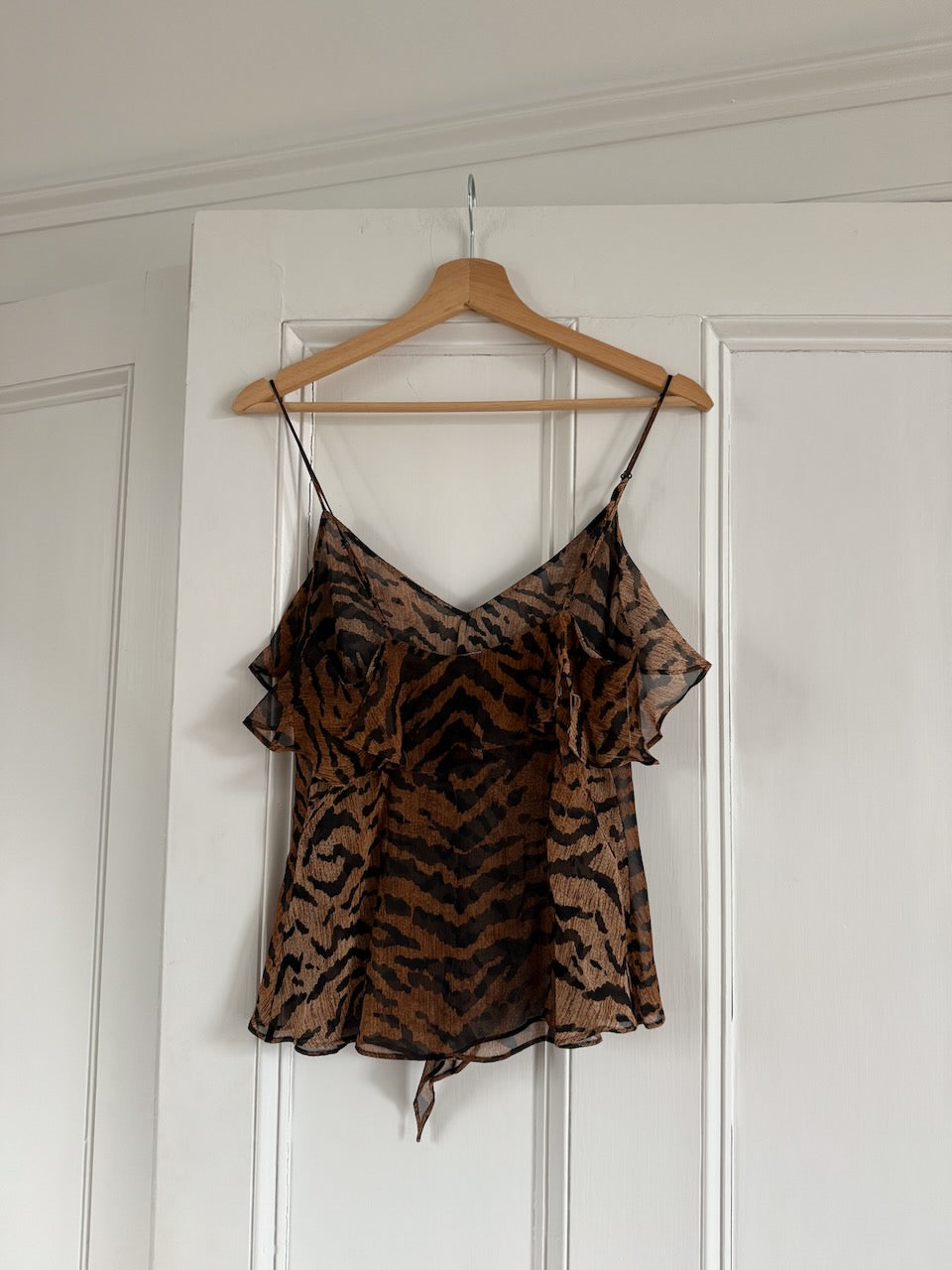 Vespertine Eden tiger ruffle silk camisole top Palace of Nowhere