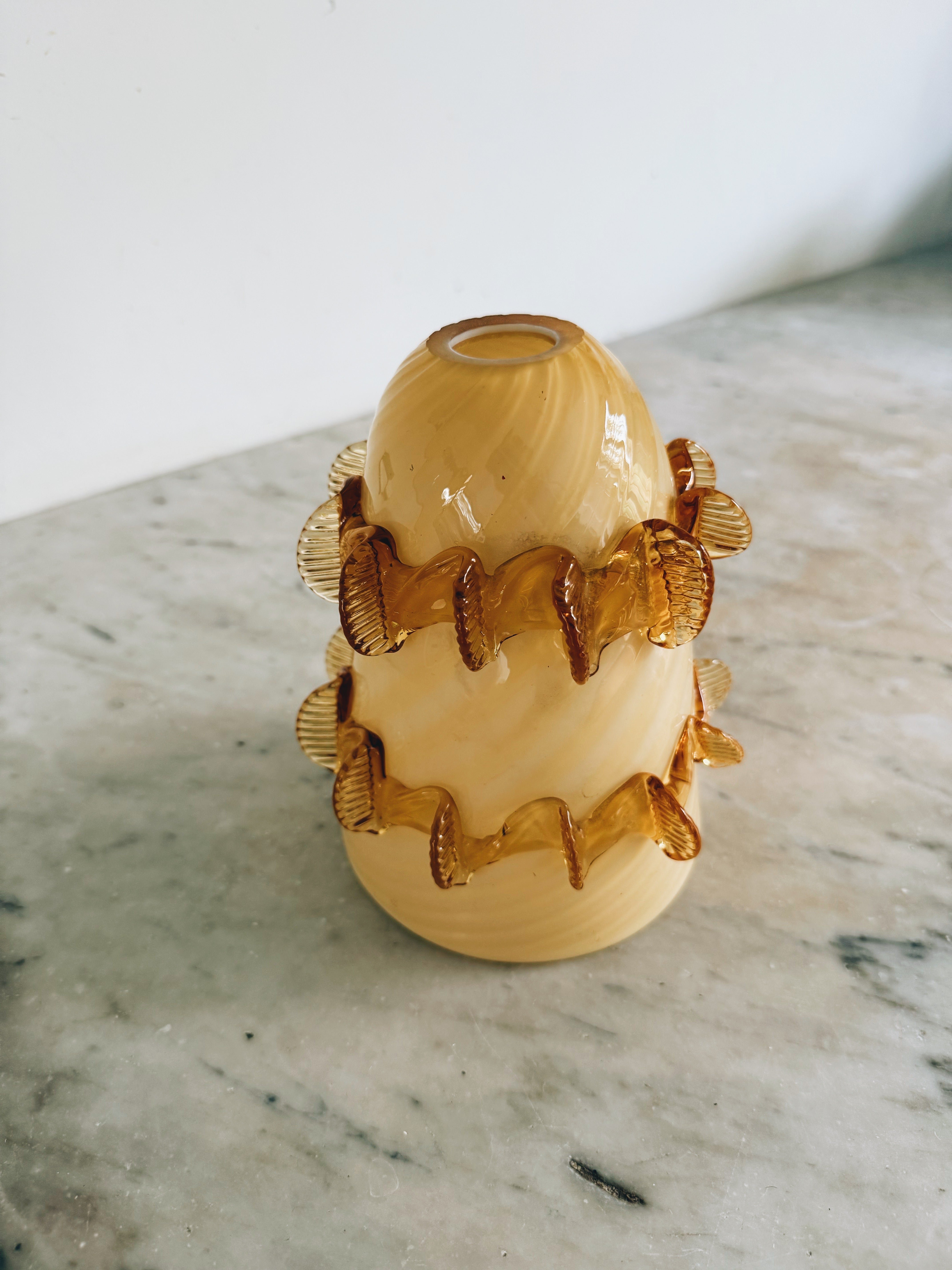 Vintage 50s hand-blown caramel yellow Murano glass lamp shade at Palace of Nowhere