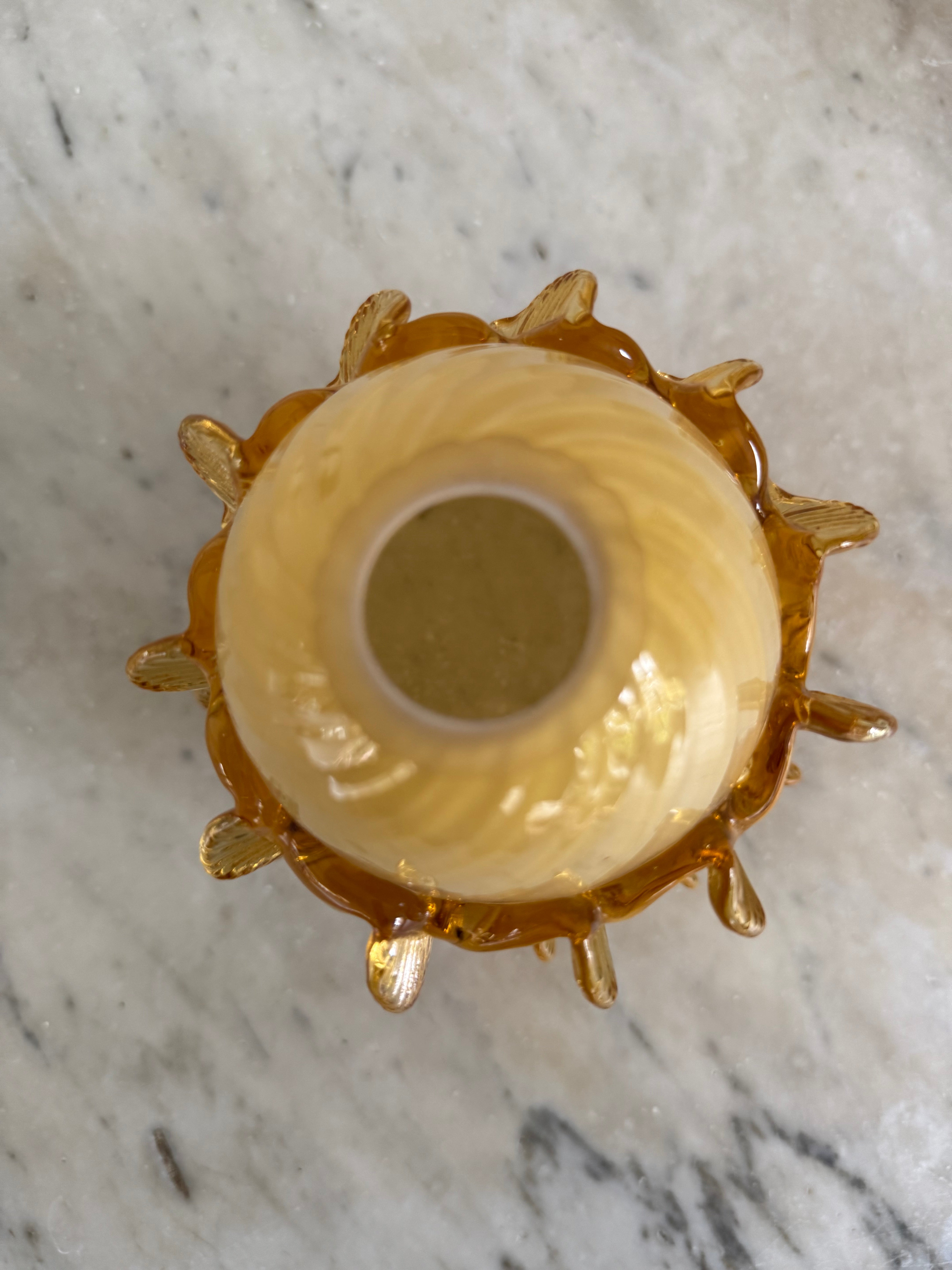 Vintage 50s hand-blown caramel yellow Murano glass lamp shade at Palace of Nowhere