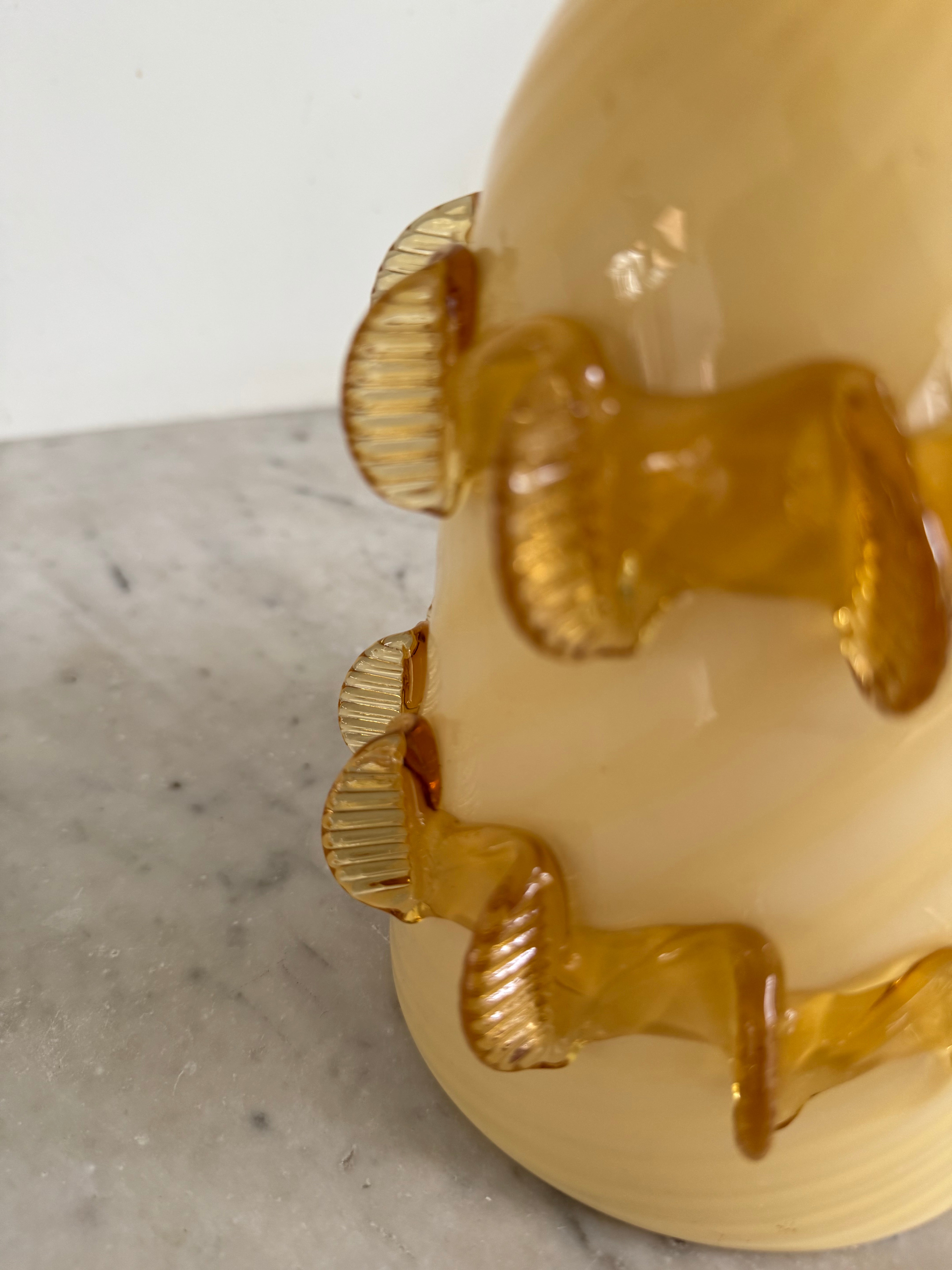 Vintage 50s hand-blown caramel yellow Murano glass lamp shade at Palace of Nowhere