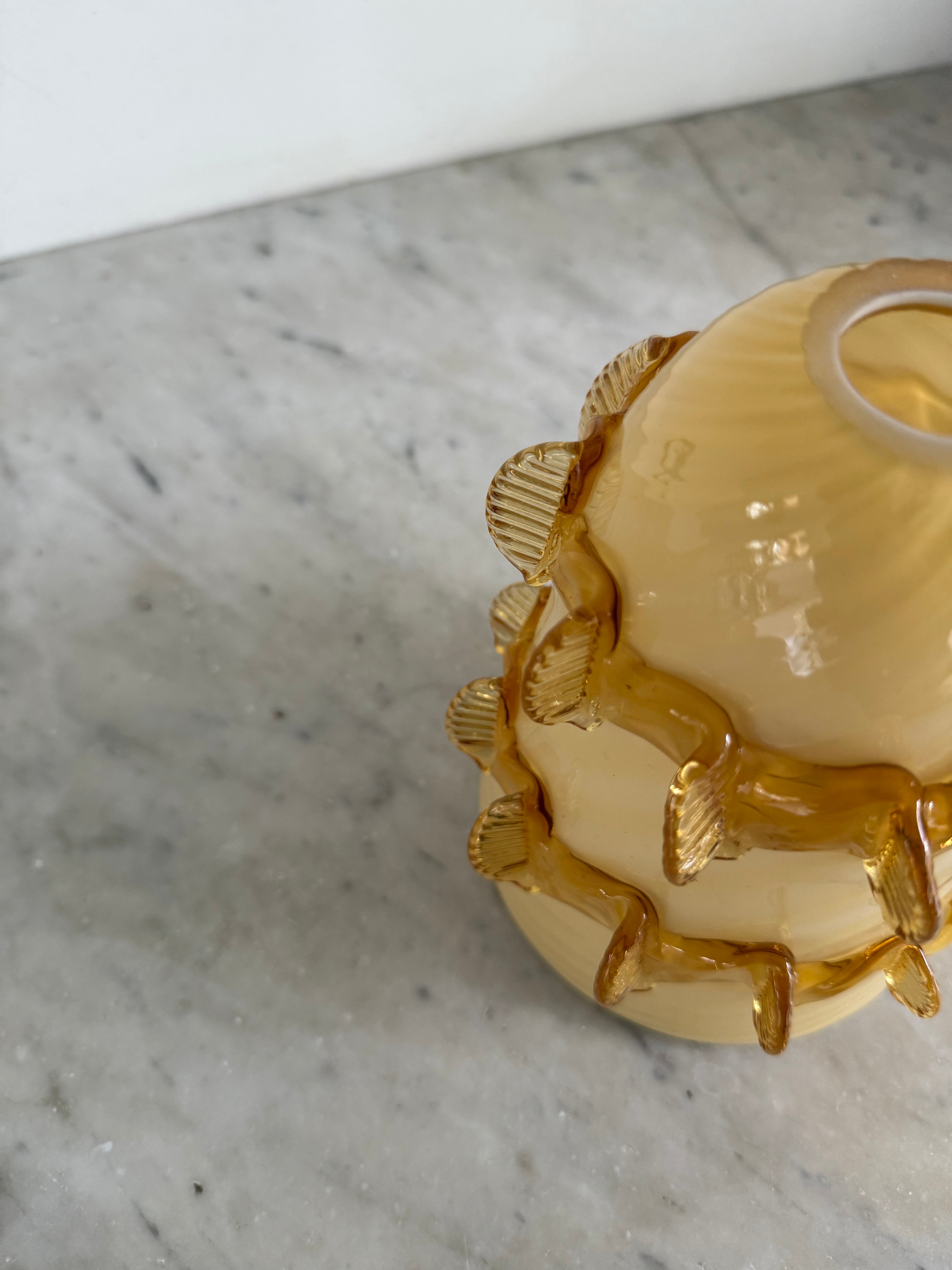 Vintage 50s hand-blown caramel yellow Murano glass lamp shade at Palace of Nowhere