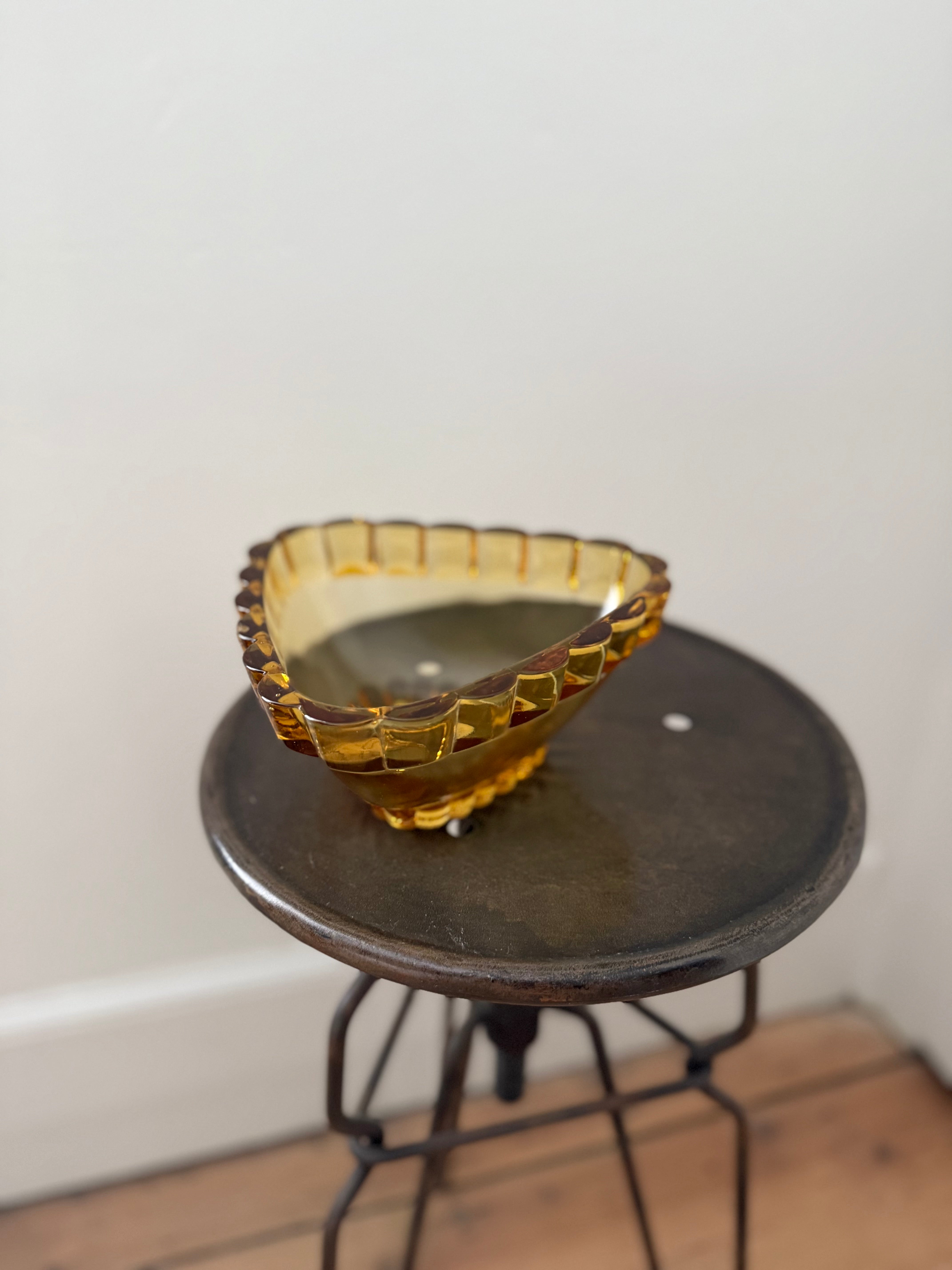 Vintage 60s Czech amber pressed glass bowl Sklo Union at Palace of Nowhere