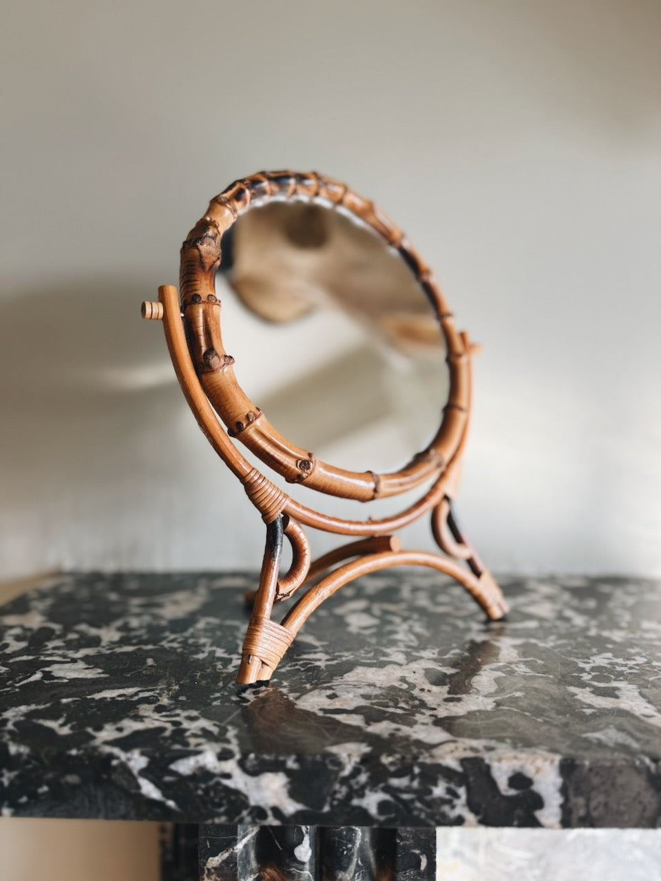 Vintage 60s French Riviera tripod mirror with stand Palace of Nowhere