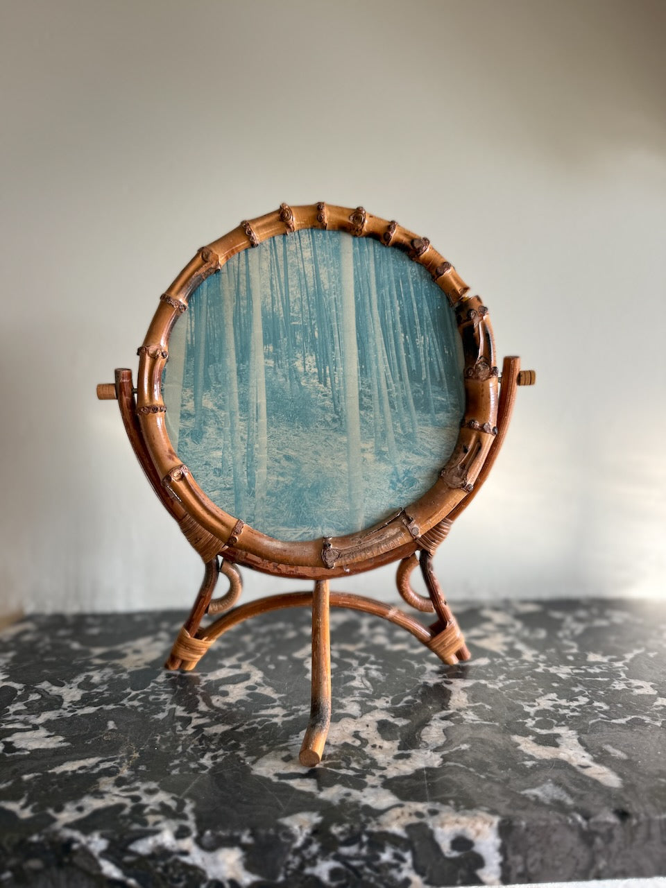 Vintage 60s French Riviera tripod mirror with stand Palace of Nowhere