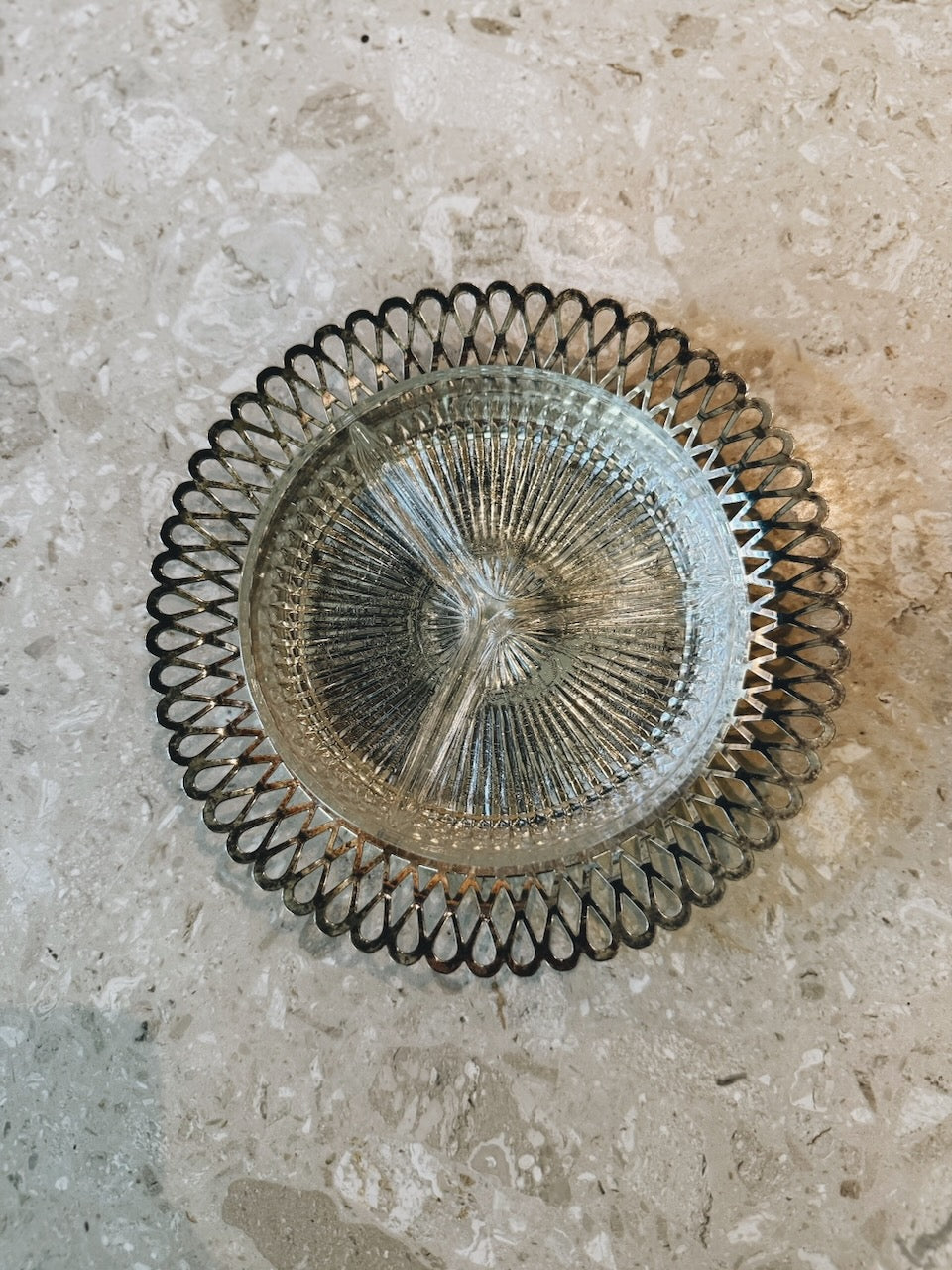 Vintage 60s silver-plated & glass relish dish Palace of Nowhere