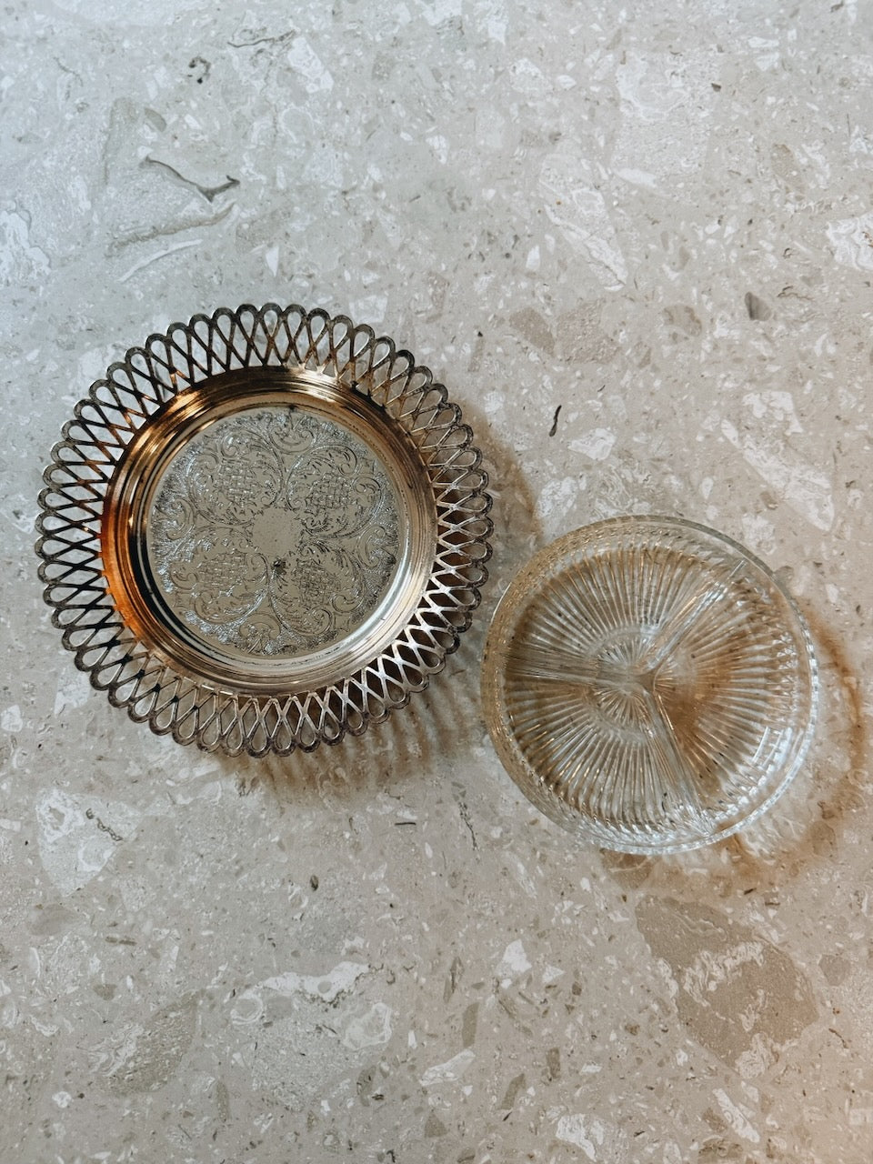 Vintage 60s silver-plated & glass relish dish Palace of Nowhere