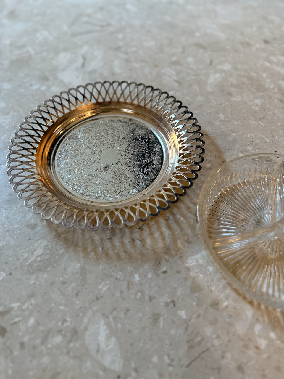 Vintage 60s silver-plated & glass relish dish Palace of Nowhere