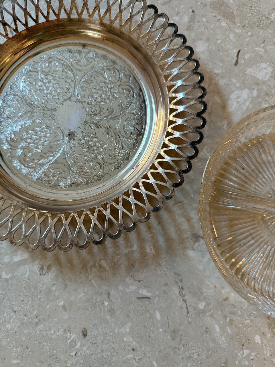 Vintage 60s silver-plated & glass relish dish Palace of Nowhere