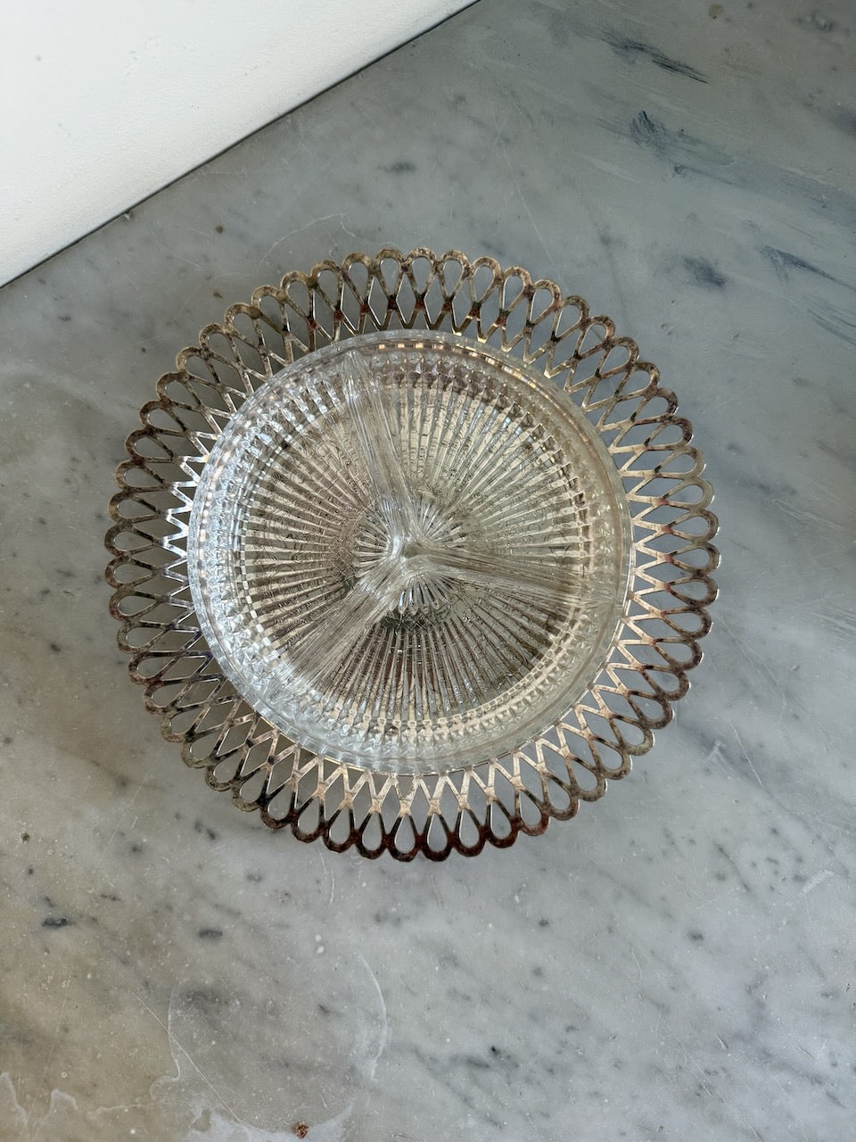 Vintage 60s silver-plated & glass relish dish Palace of Nowhere