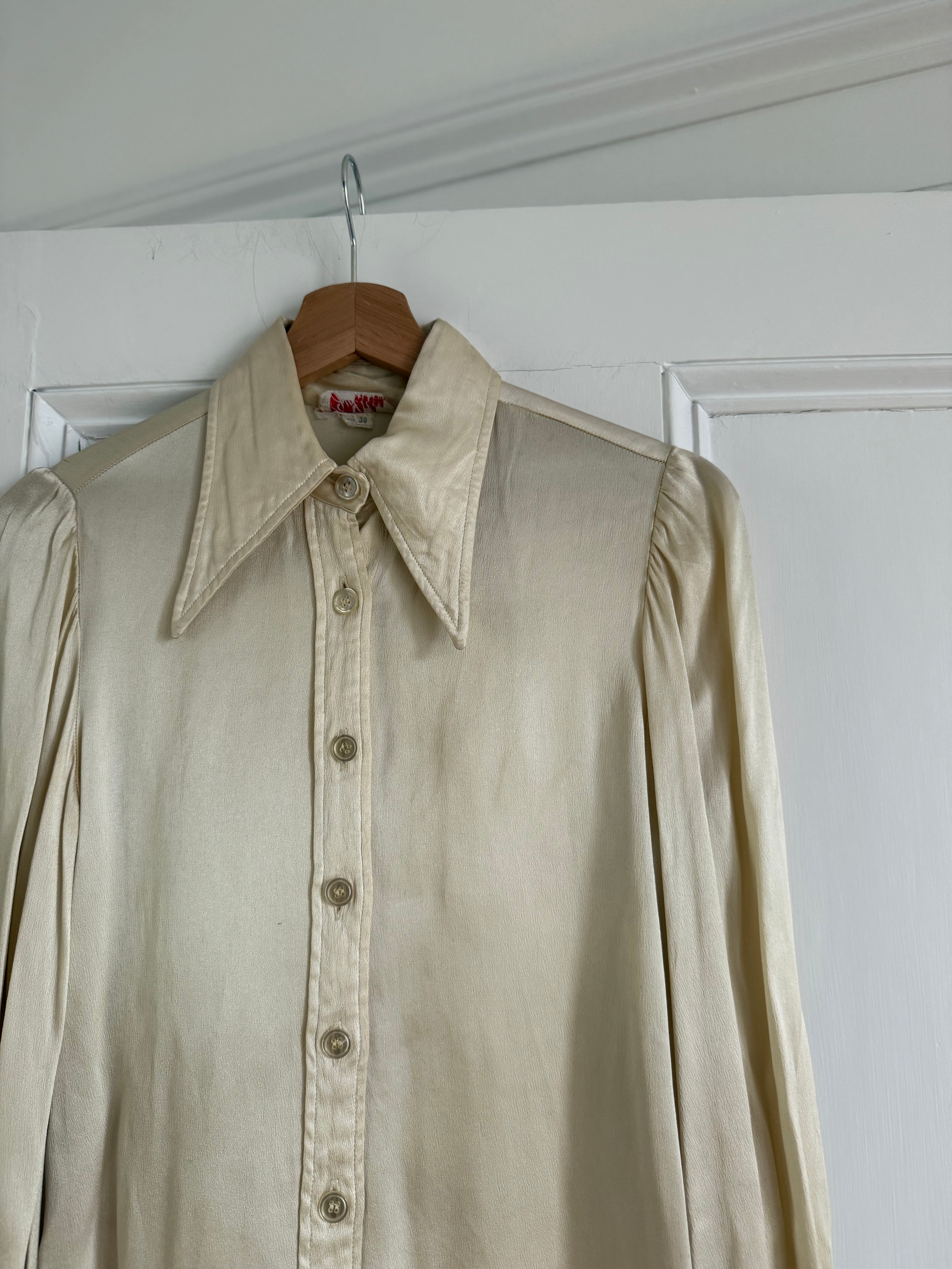 Vintage 70s ivory satin shirt Palace of Nowhere