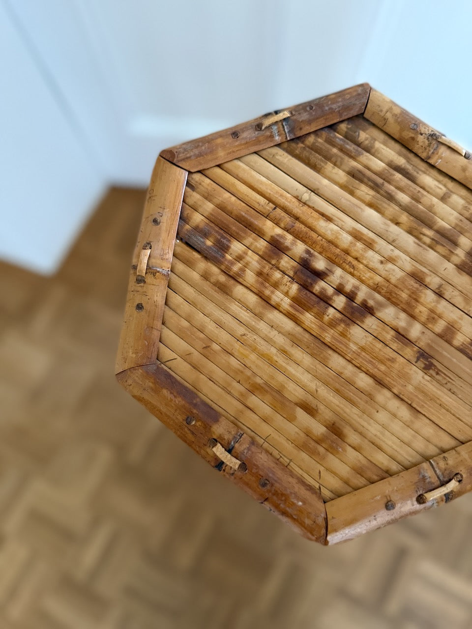 Vintage 70s mid century rattan plant stand Palace of Nowhere