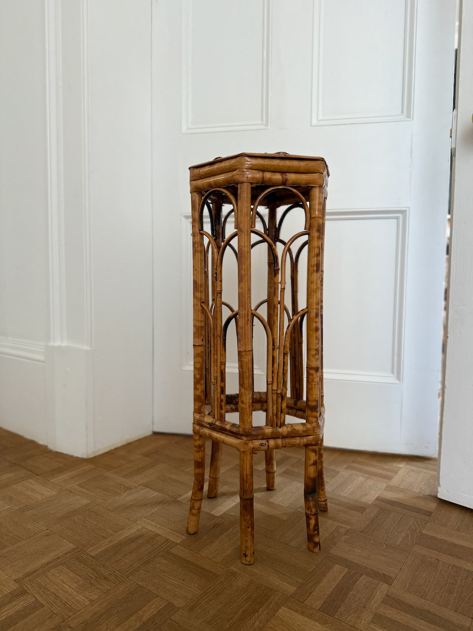 Vintage 70s mid century rattan plant stand Palace of Nowhere