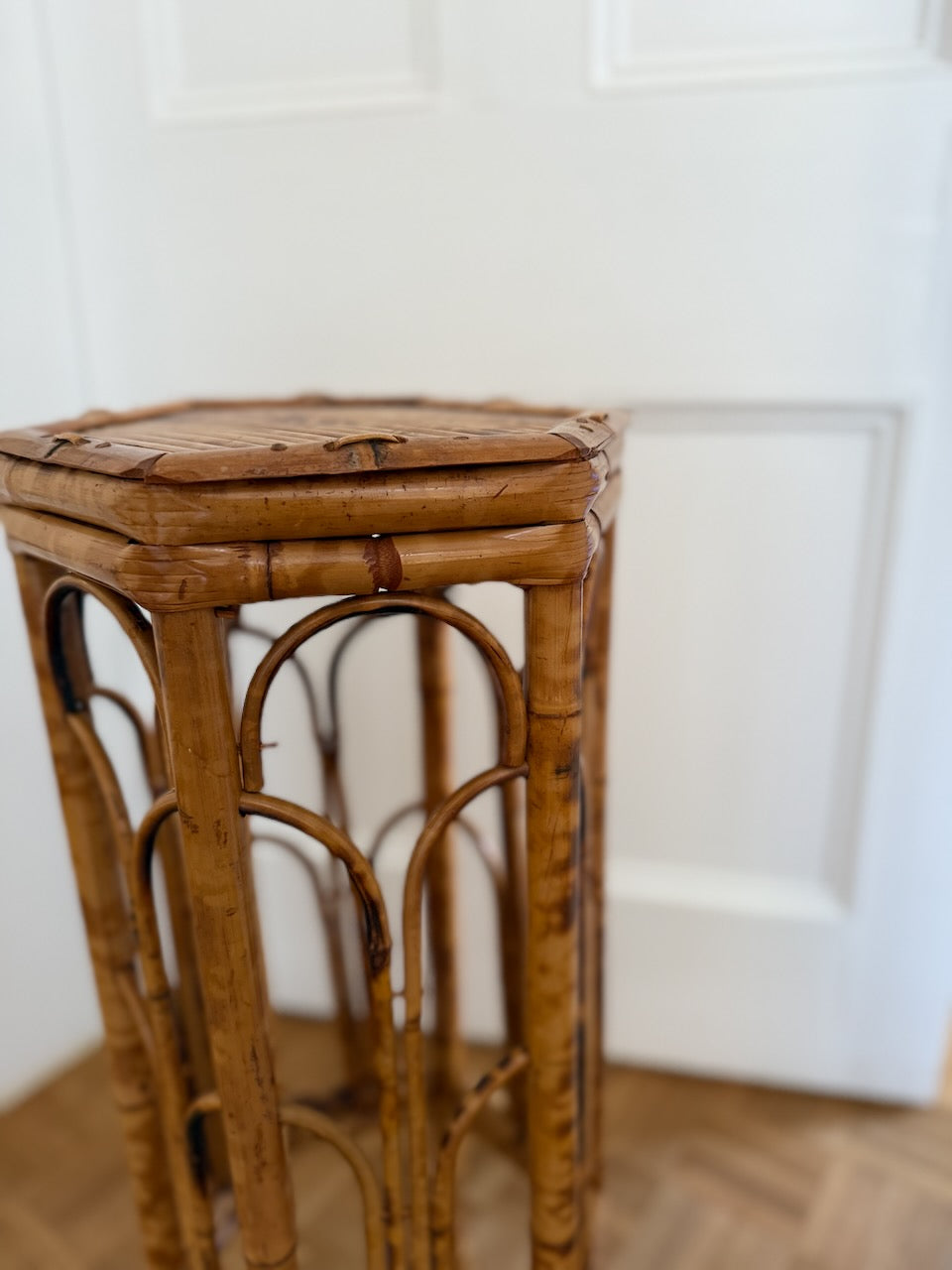 Vintage 70s mid century rattan plant stand Palace of Nowhere