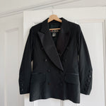 Vintage Escada black wool/ silk blend tuxedo double breasted jacket Palace of Nowhere