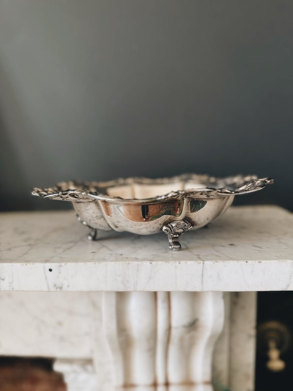 Vintage late 19th century silver plated footed bowl Palace of Nowhere