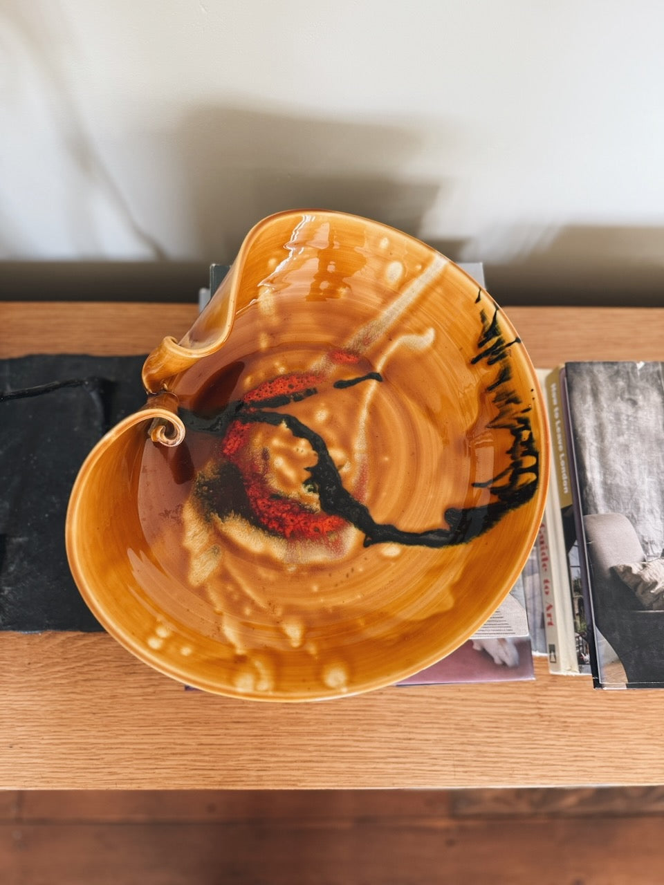 Vintage mid century large asymmetric lipped studio pottery bowl Palace of Nowhere