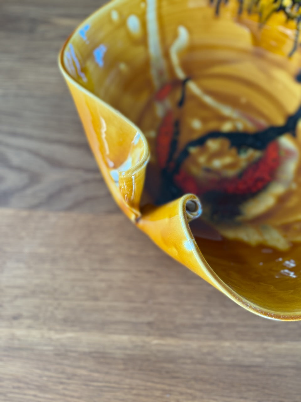 Vintage mid century large asymmetric lipped studio pottery bowl Palace of Nowhere