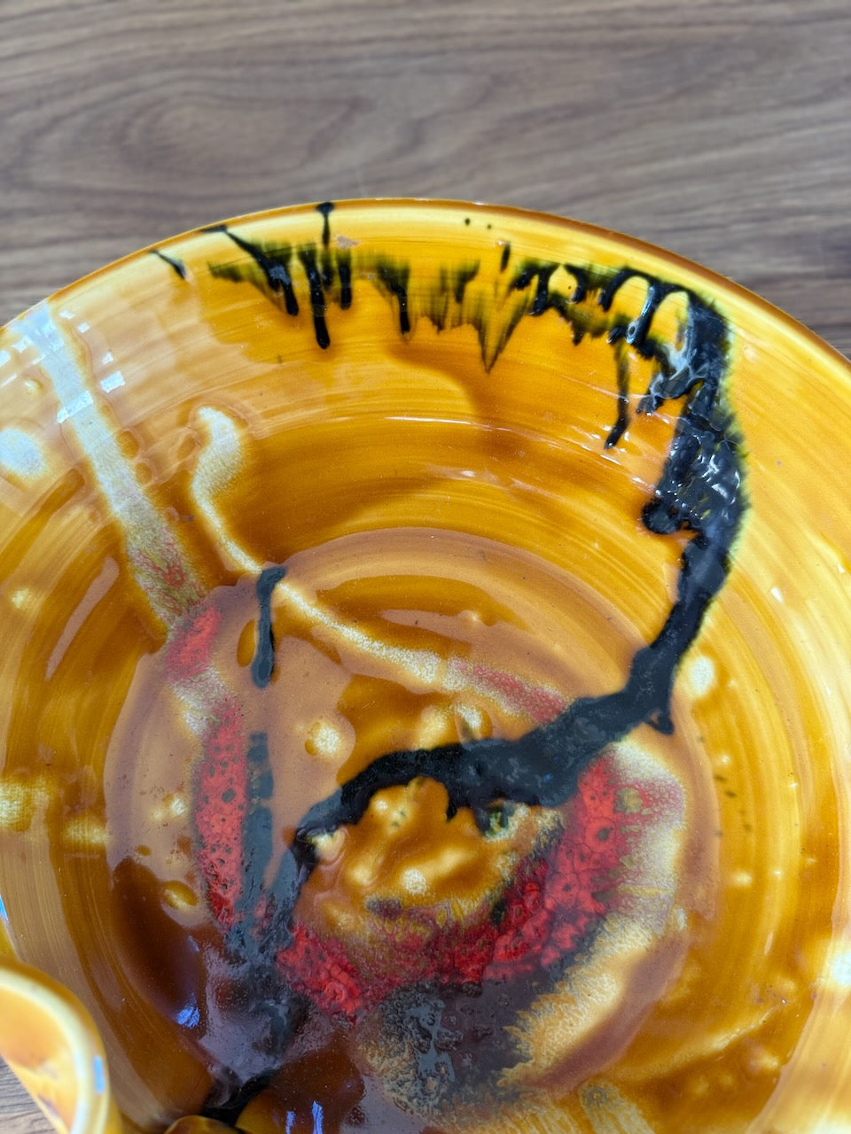 Vintage mid century large asymmetric lipped studio pottery bowl Palace of Nowhere