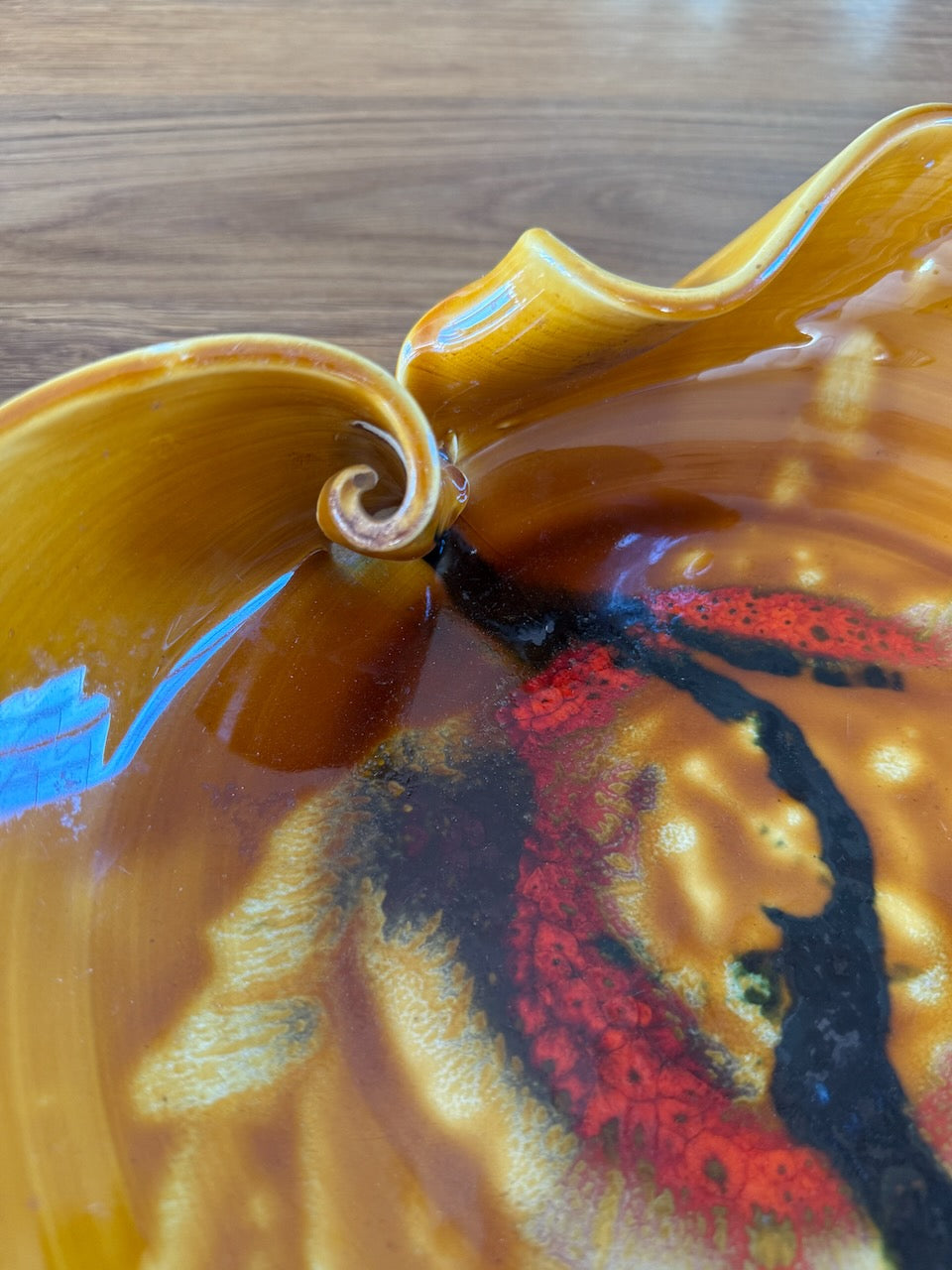 Vintage mid century large asymmetric lipped studio pottery bowl Palace of Nowhere