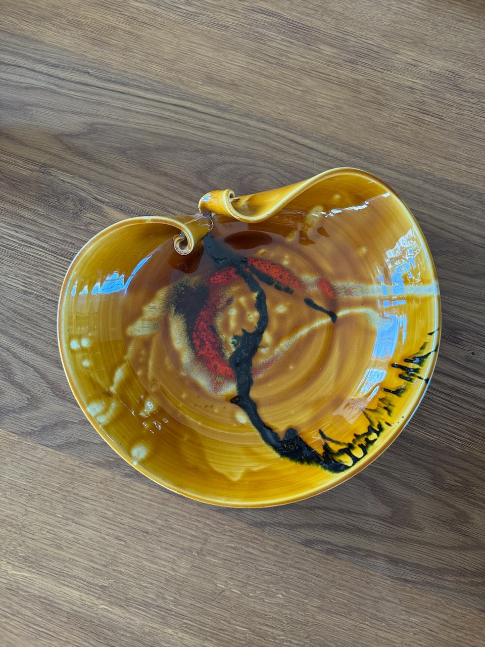 Vintage mid century large asymmetric lipped studio pottery bowl Palace of Nowhere