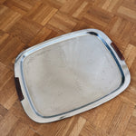 Vintage mid century metal tray with teak handles Palace of Nowhere