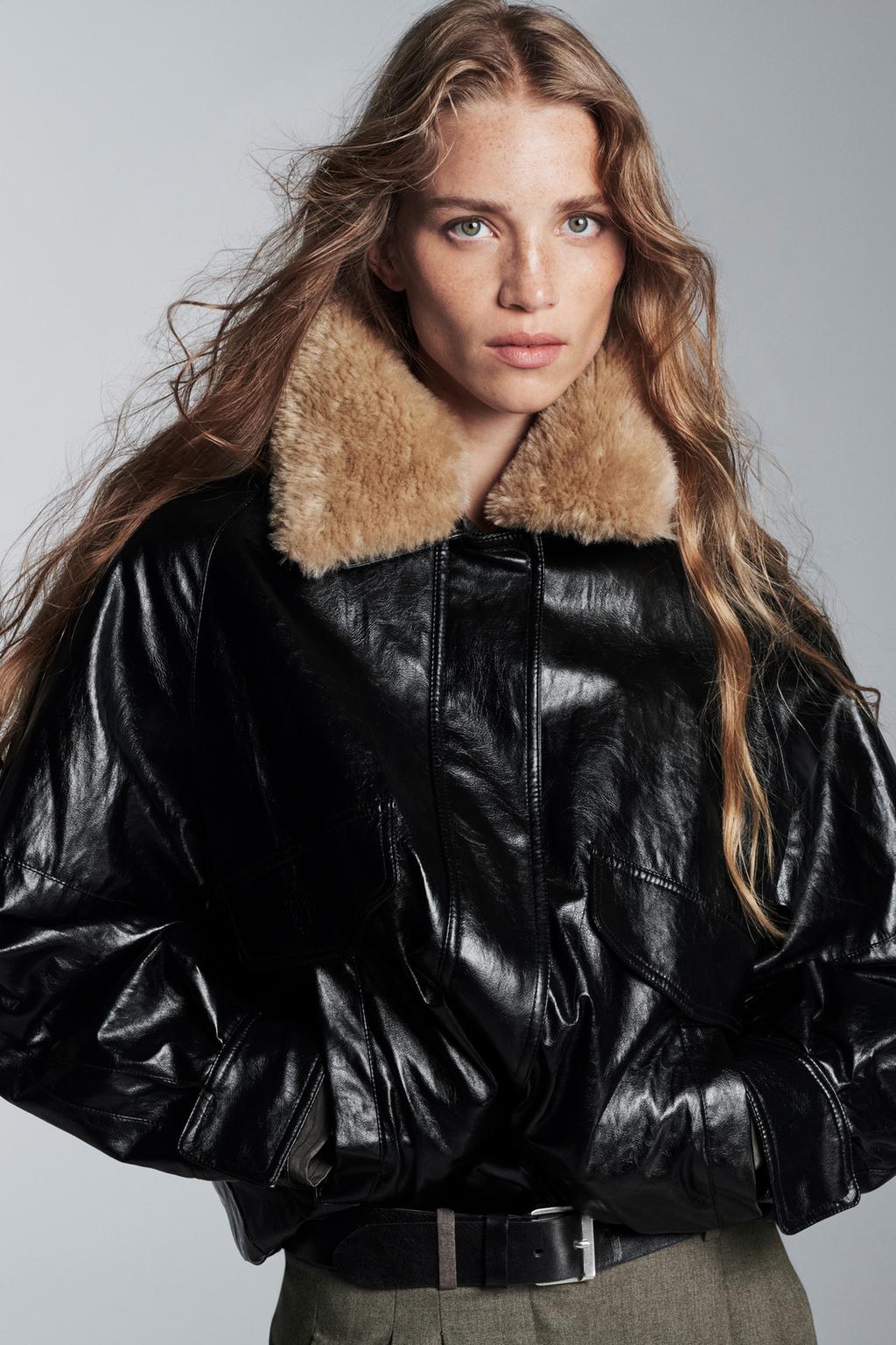 Zara faux black leather bomber jacket Palace of Nowhere