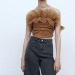 Zara polka dot dusty pink tulle bandeau top Palace of Nowhere