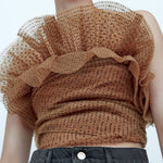 Zara polka dot dusty pink tulle bandeau top Palace of Nowhere