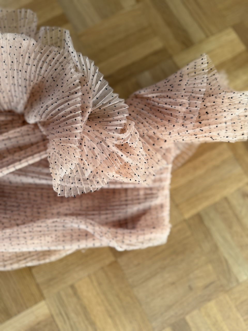 Zara polka dot dusty pink tulle bandeau top Palace of Nowhere