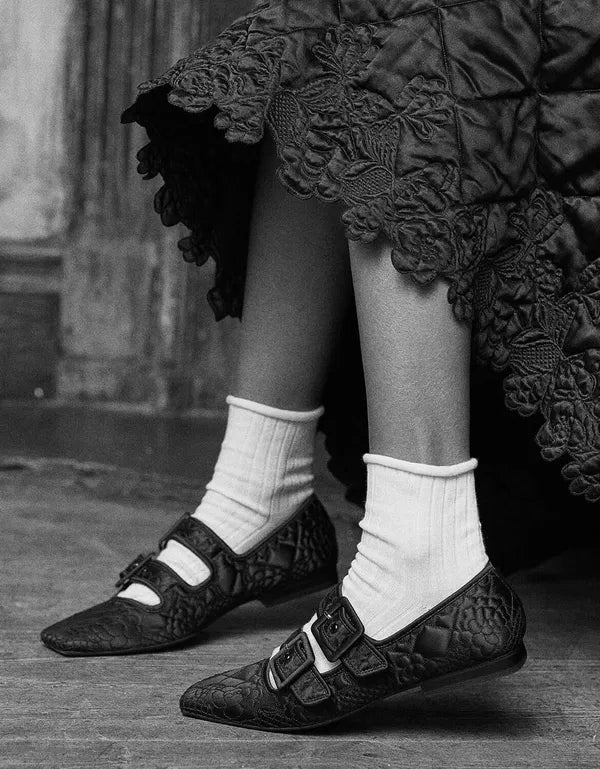 Cecilie Bahnsen x Charles & Keith quilted satin Dahlia Mary Janes 