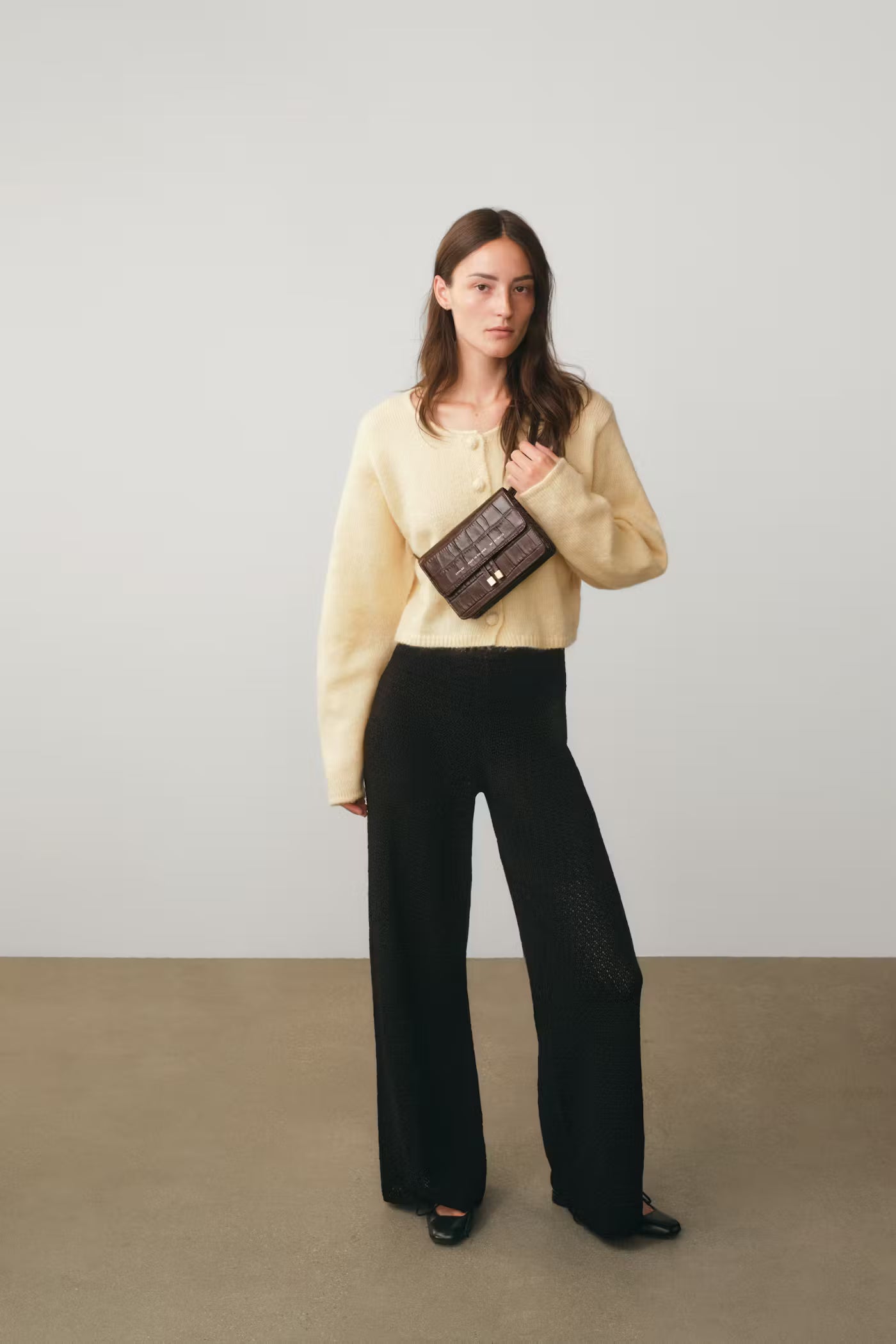 Chylak glossy brown crocodile leather belt bag at Palace of Nowhere