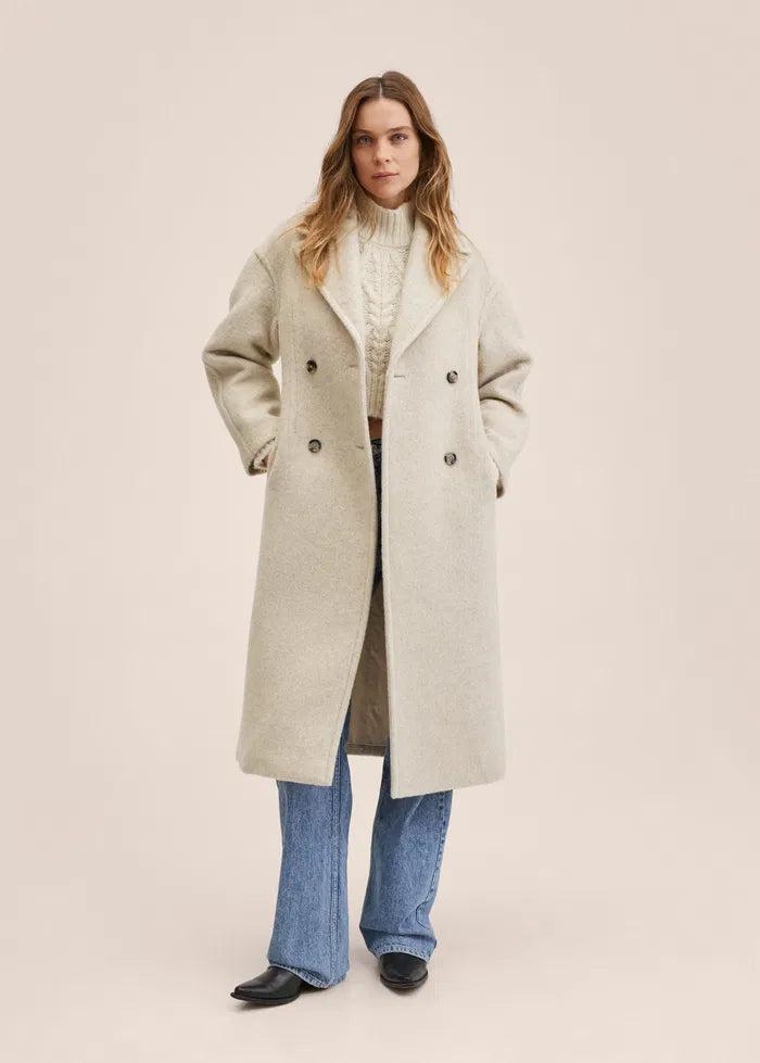 Mango oatmeal wool blend double breasted coat at Palace of Nowhere